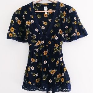 Anthropologie Edme & Esyllte Floral V Neck Blouse